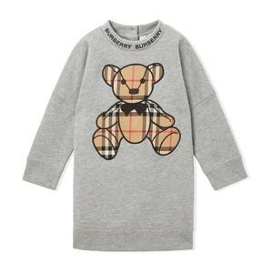 Burberry Thomas Bear Appliqué Cotton Sweater Dress